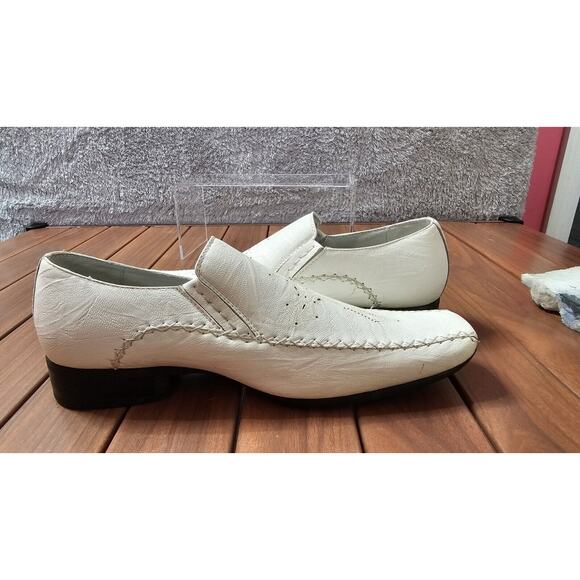Delli Aldo M-18355 White Etched Cross Square Toe Slip On Loafers MENS 7 UK 6.5 - Picture 4 of 9